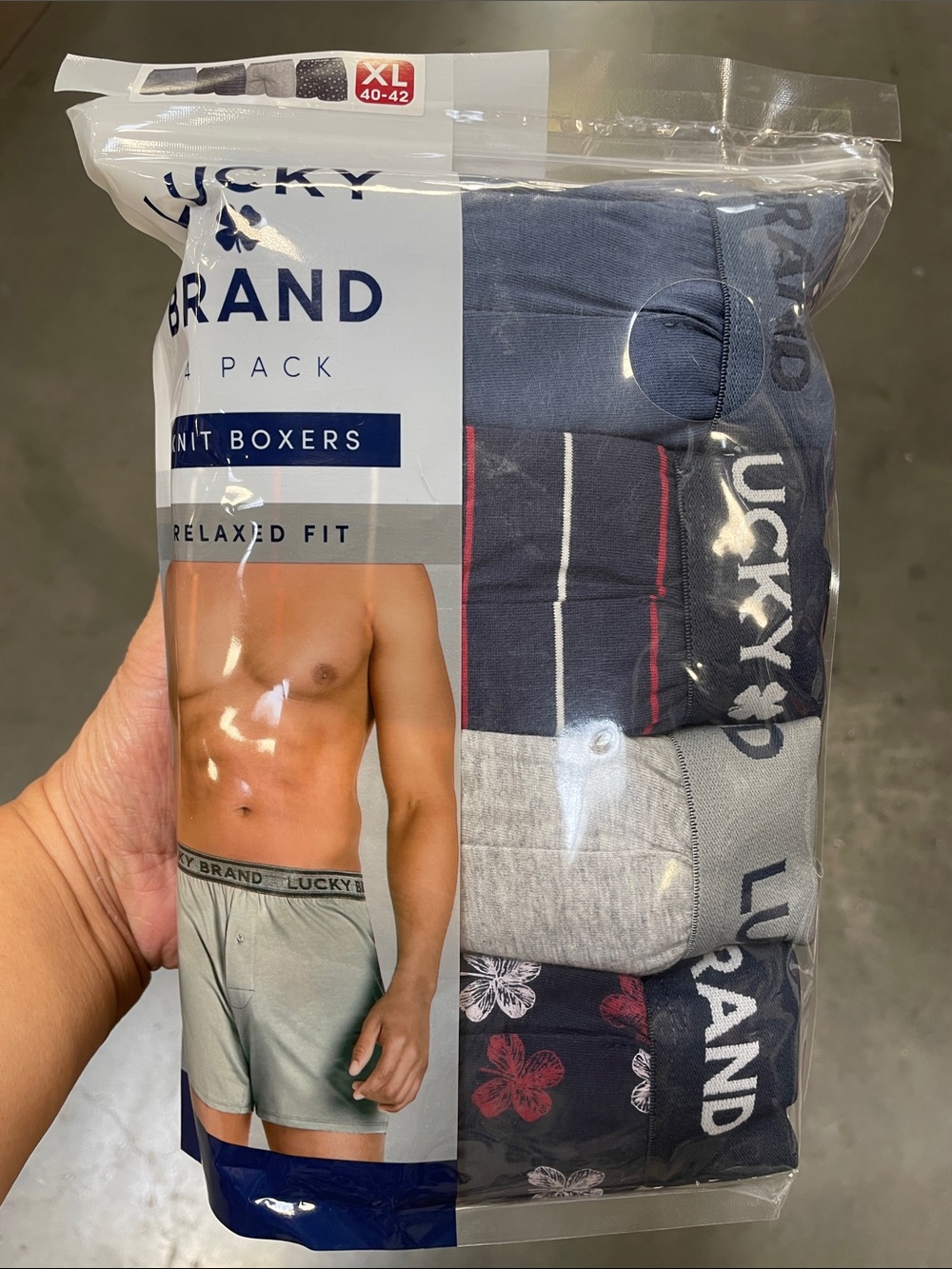 Lucky Brand Men’s Blue & Gray Knit Boxer Briefs 5-Pack XL